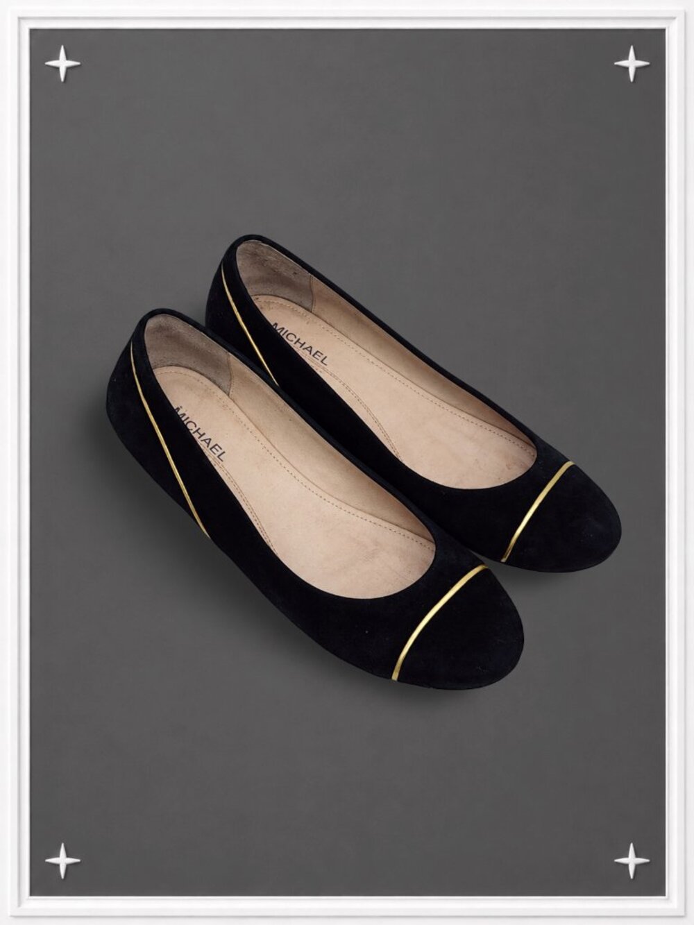 Black/Gold Suede Ballet Flats by Michal Kors | Women's 9